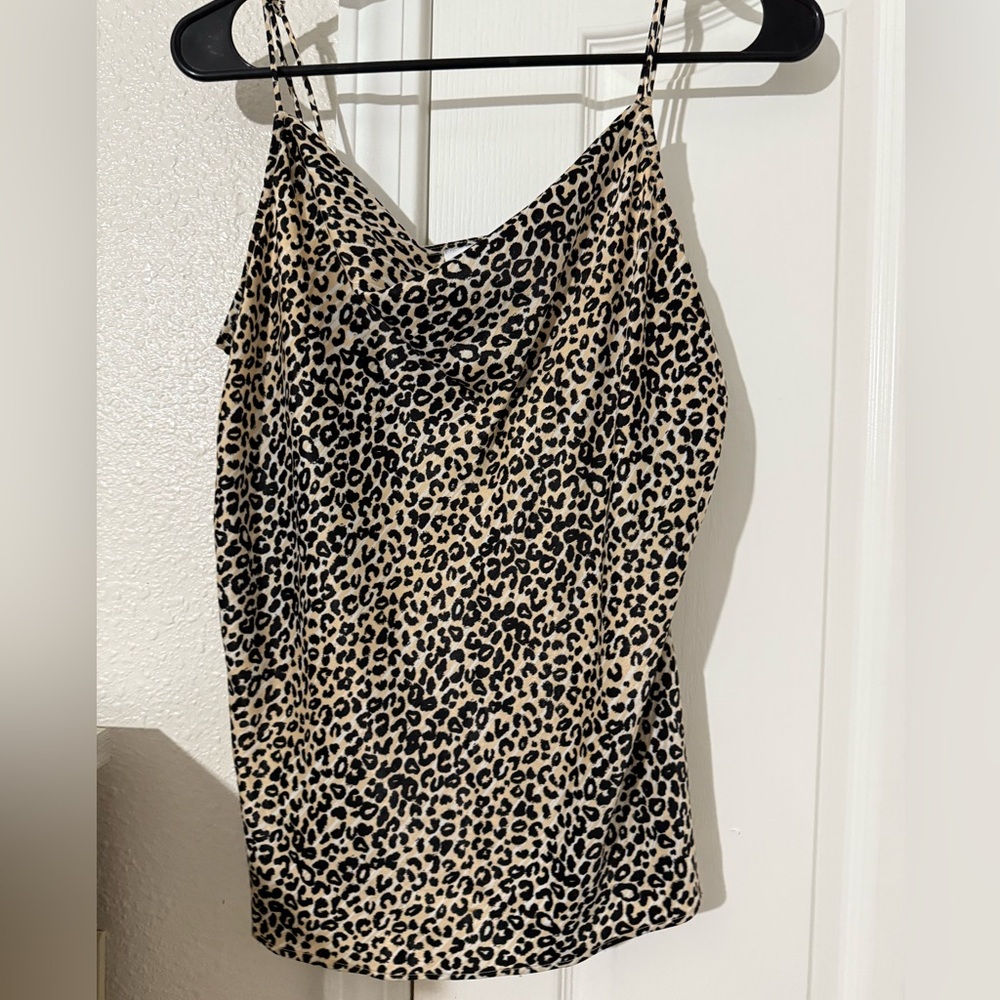 Nine West Leopard Print Top - Black and Tan